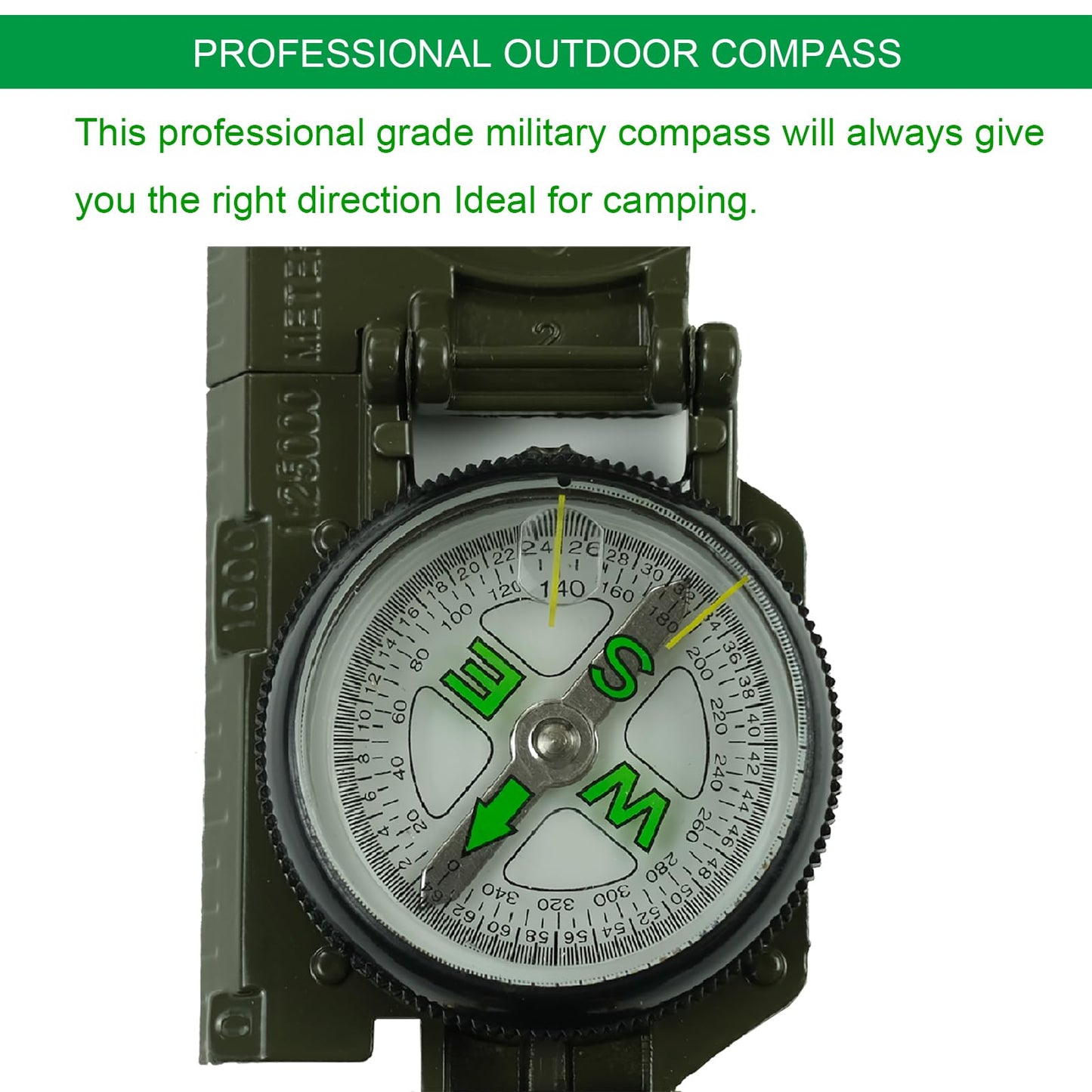 Military Compass, JYEASTZ Compasses Military Grade for Hiking Survival, Waterproof Durable Boy Scout Compass Lensatic Compasses Multifunctional Outdoor for Hunting Camping (Camouflage)