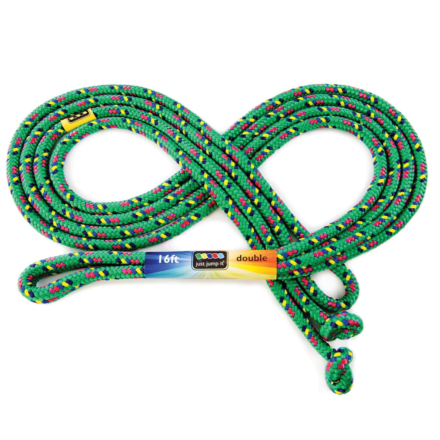 Just Jump It 16' Foot Single Jump Rope - Active Outdoor Youth Fitness - Double Dutch Length - Green Confetti