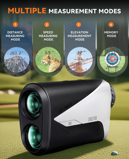 SUNPOW Golf Rangefinder with Slope, 1000 Yards Laser Range Finder for Golfing/Hunting, High Precision 7X Magnification with Flag Pole Locking Vibration, Rechargeable Range Finders
