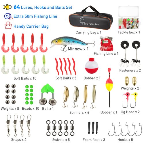 Kids Fishing Pole Kit, 59'' Telescopic Rod and Reel Beginner Combo with Spincast Reel,Tackle Box, Carrier Bag,Fishing Gear for Boys,Girls, Toddler,Youth
