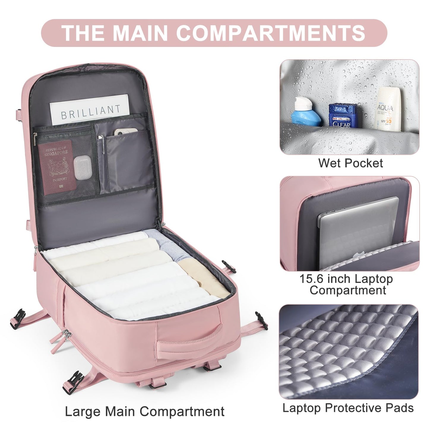 Large Travel Backpack for Women Airline Approved Carry on Backpack for Airplanes Mochila De Viaje Personal Item Travel Bag Spirit Airlines Personal Item Bag 18x14x8 Backpack for Traveling on Airplane
