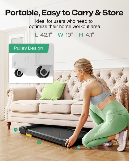 UREVO Smart Walking Pad, Compact Under Desk Treadmill with Double Shock Absorption, Quiet Operation, Workout APP with Track Insights and MIIT Mode, Plug and Play, Remote or APP Control for Home Office