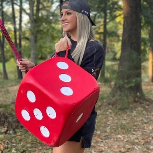 Morrell High Roller Foam Archery Target, 6-Sided Cube with 21 Bullseyes, Red, 13" x 13" - Portable Backyard Target for Broadheads, Field Points, Compound Bows and Crossbows, Built-in Carrying Handle