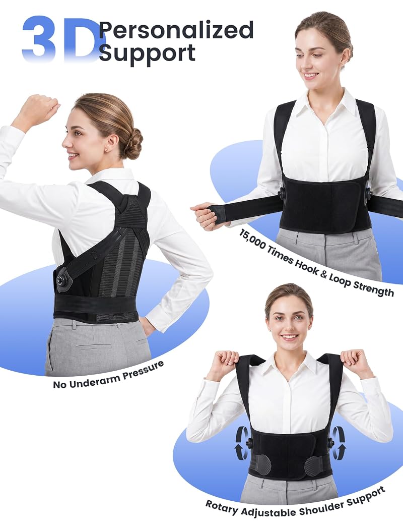 Dial-Adjustable Posture Corrector for Women & Men - Back Support Brace (Medium)