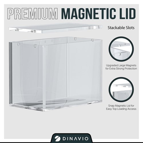 Dinavio Crafthouse PKMN Booster Box Case Acrylic Display Stackable - 8mm + 5mm Ultra Thick Acrylic with 5x3mm Strong Magnets - PKMN Booster Box Case Protector - Compatible with PKMN Booster Boxes