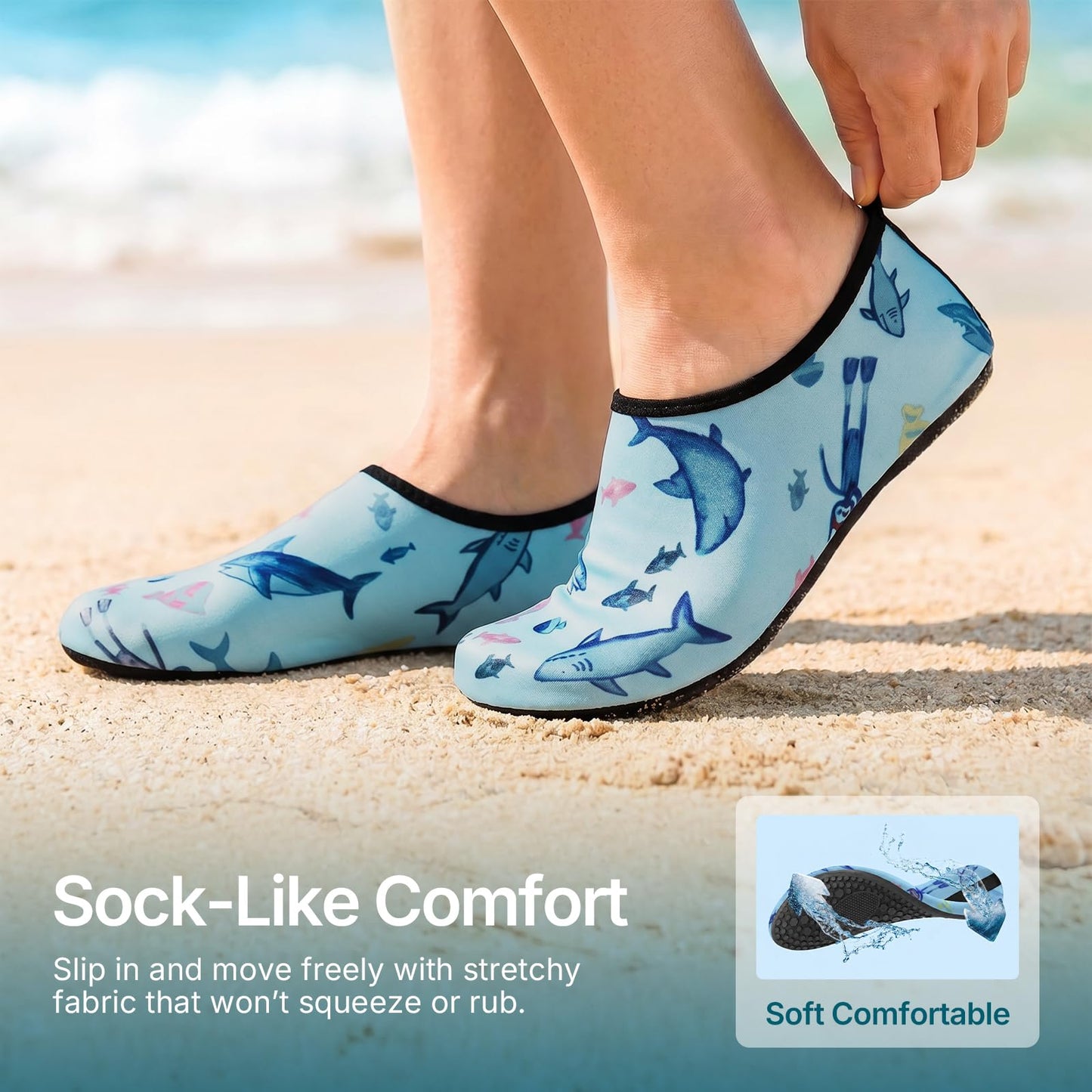 Water Shoes for Women Men Quick-Dry Aqua Socks Swim Beach Barefoot Yoga Exercise Wear Sport Accessories Pool Camping Must Haves Adult Youth Size 11.5-12.5Women/10.5-11.5Men