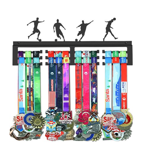 GENOVESE Soccer Medal Hanger Display Rack,Awards Holder,Sturdy Black Steel Metal,Wall Mount Over 50 Medals Easy to Install