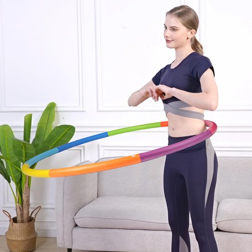 Phobby Weighted Exercise Hoop for Adults, 2.2lbs Adjustable Fitness Hoop, 8 Detachable Hoop Sections with Jump Rope & Storage Bag, Home Gym Workout