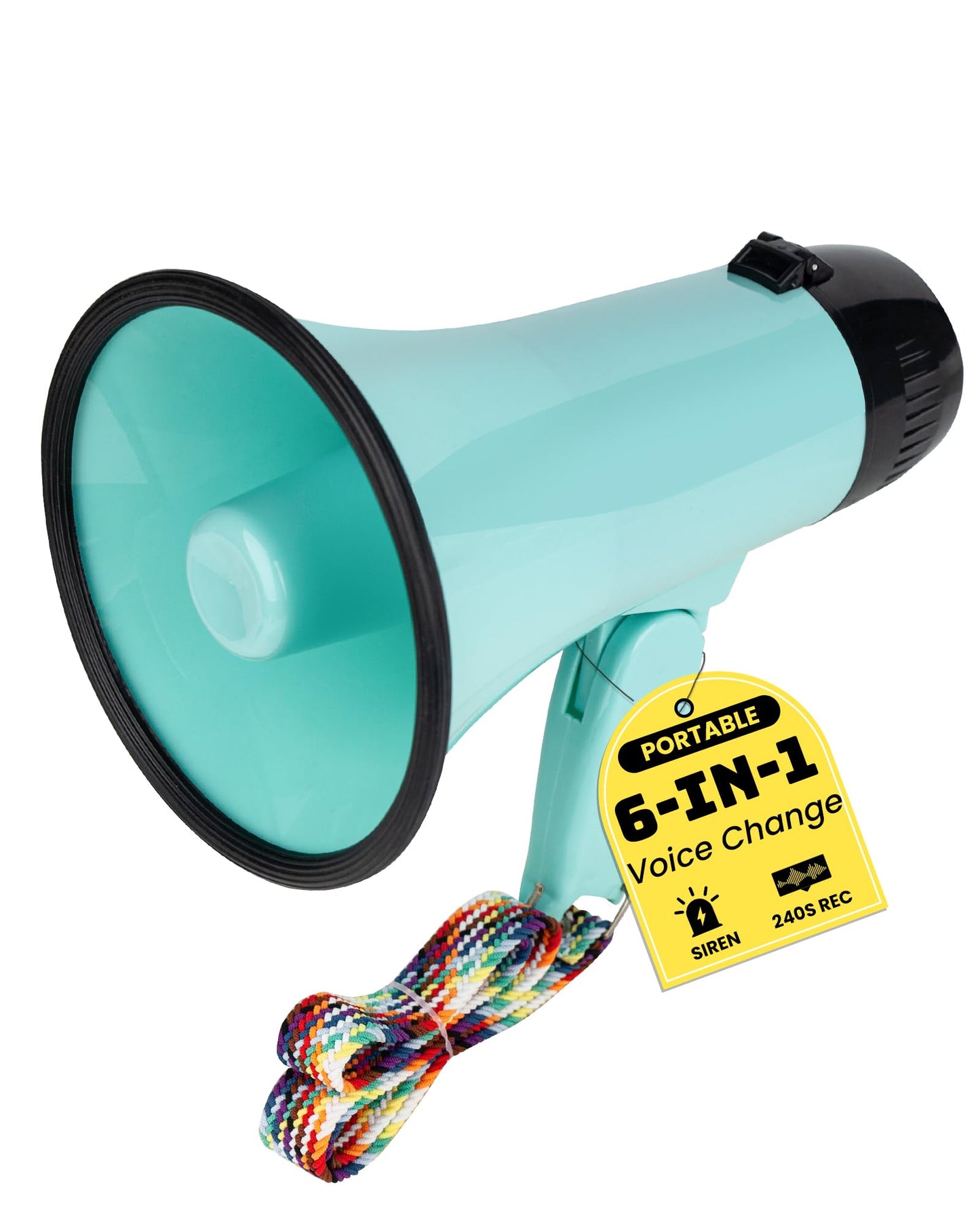 MyMealivos Prank Voice Changer Megaphone with 6 Different Sound Effects Voice Changing Bullhorn for Birthday Party, White Elephant Gift Exchange-Teal