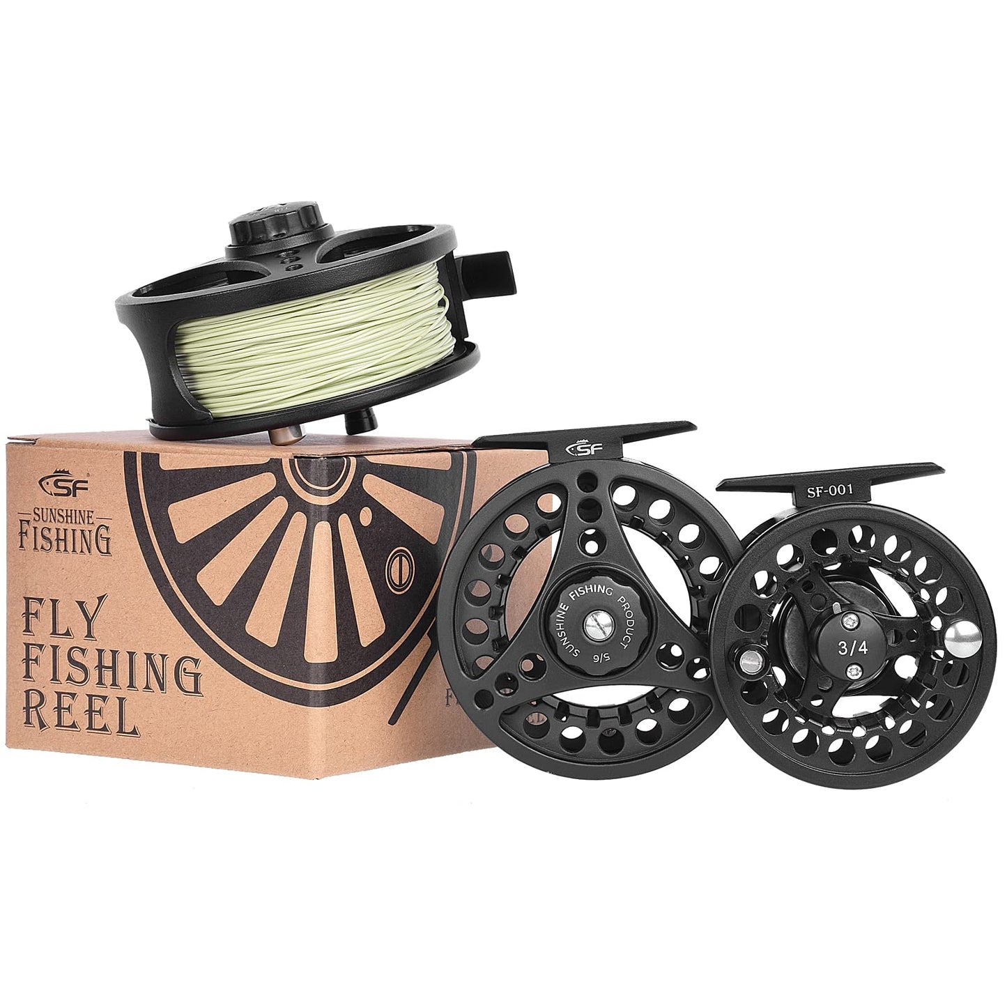 SF Large Arbor Fly Fishing Reel with Aluminum Alloy Body 5/6wt Die-Cast Fly Reel Matt Black