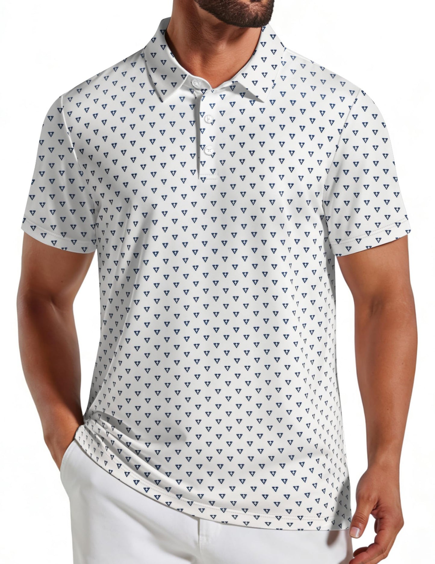 COOFANDY Men's Golf Polo Shirts Short Sleeve Quick Dry Performance Moisture Wicking Golf Shirts Casual Print Collared Shirt
