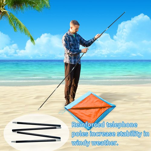 Keureedg Beach Canopy Sun Shade, Beach Shade Canopy Wind Sail Camping Sun Shelter Outdoor Beach Tent Sun Shelter Easy Set Up Beach Canopy for Camping, Backyard, Fishing and Picnics (Patent Pending)
