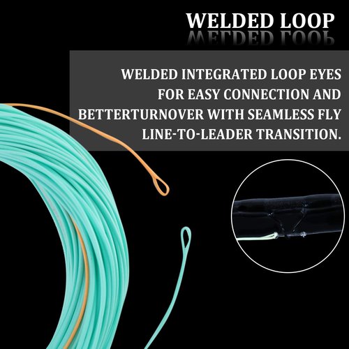 Maxcatch Euro Nymph Fly Fishing Line, Weight Forward Floating, WF2-6F, Double Welded Loops (Pale Green&Camo, WF3F-90FT)