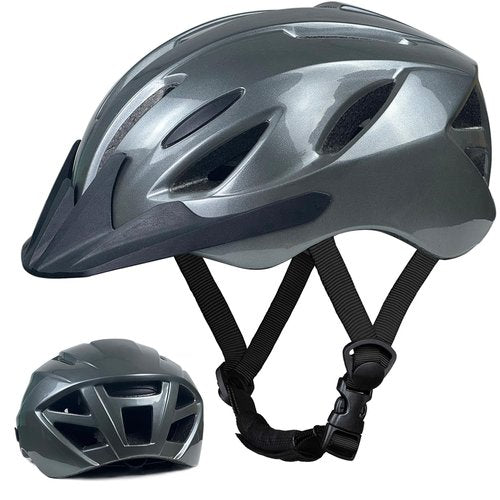 AISSTXOER Adult Bike Helmet for Men Women & Ages 14+ (58-62cm) - Ultra-Lightweight 240g, Snap-On Visor & Moisture-Washable Lining, Adjustable Side/Chin Straps CPSC Certified Cycling Helmet (Titanium)