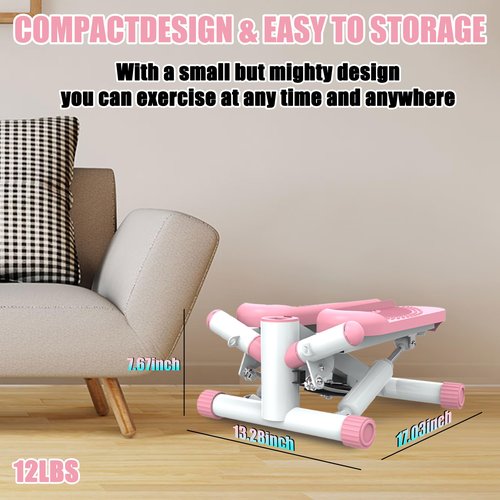 Twist Steppers for Exercise with Resistance Bands 330lbs Portable Exercise Equipment for Full Body Workout (Pink)