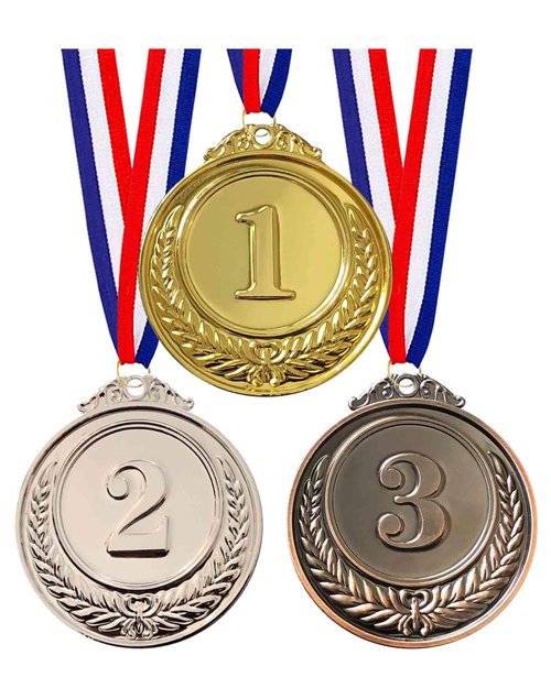 Jauisus 3 Pcs Gold Silver Bronze Medals 1st 2nd 3rd Place Award Medals for Awards, Olympic Style Winner Awards for Sports, Party, Tournaments, Prizes, Competitions (Metal, 2.55 Inch)
