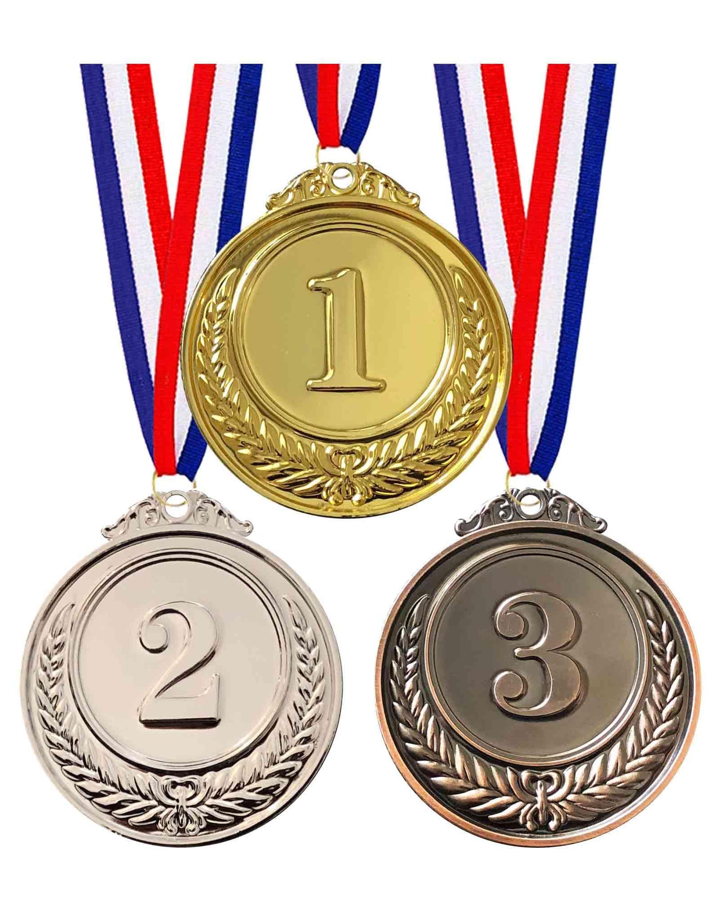 Jauisus 3 Pcs Gold Silver Bronze Medals 1st 2nd 3rd Place Award Medals for Awards, Olympic Style Winner Awards for Sports, Party, Tournaments, Prizes, Competitions (Metal, 2.55 Inch)