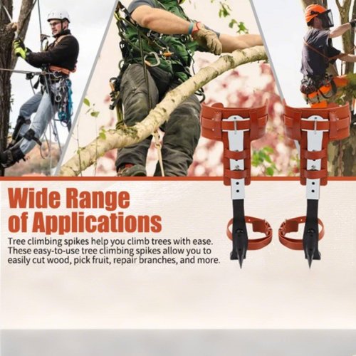 Tree Climbing Spikes, Professional Tree Climbing Gear, Arborist Climbing Spikes 16.14-18.5 Inches Adjustable, Heavy-Duty Galvanized Iron & Carbon Steel, for Tree Trimming, Fruit Picking, Branch Repair