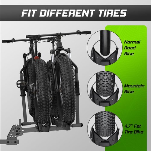 TrailXpert Bike Rack for Tow Hitch, 200lbs Capacity E-Bike Rack Fat Tire Bike Rack for Car, Truck, SUVs, RV, Foldable Hitch Mount Bike Carrier for 2 Bikes with 2'' Receiver