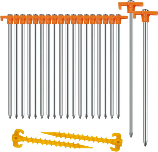 12PCS Tent Stakes Heavy Duty Camping Stakes,AVOFOREST 7.1Inch Non-Rust Metal Tent Pegs Ground Stakes Tent Spikes Camping,Hiking Orange