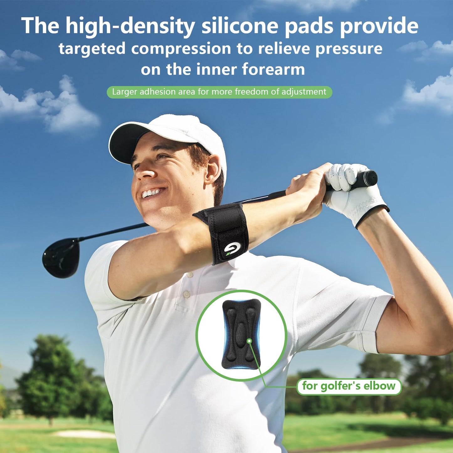 Gviipk Tennis Elbow Brace for Men Women, Adjustable Elbow Strap for Tendonitis with Compression Pad, Golfers Elbow Brace for Pain Relief, Arm Forearm Brace Bands - Black 1 Pack