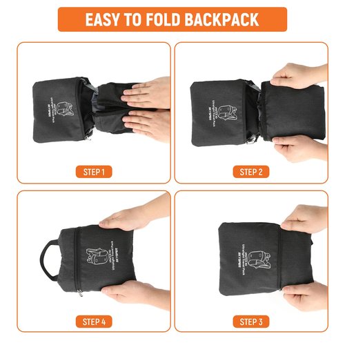 SKYSPER 10L Hiking Backpack, Foldable & Packable Lightweight Daypack for Travel, Collapsible Small Compact Hiking Backpack for Women & Men, Black