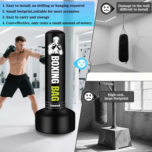 Heavy Freestanding Punching Bag for Adults, 70'' Standing Punching Bag with Boxing Gloves, Boxing Training Equipment Kickboxing Bags for Training MMA Muay Thai Fitness Home Gym