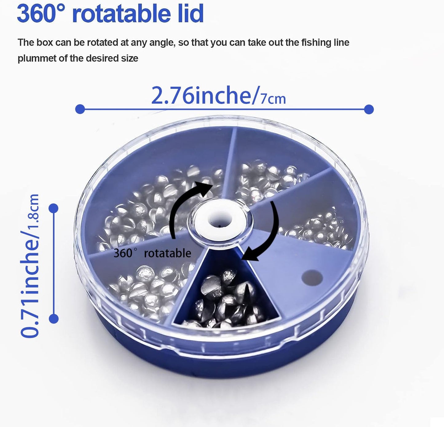 FREGITO Fishing Weight Sinkers,100pcs Weight Sinkers 5 Sizes Lead Weights Round Split Shot Sinker Removable Fishing Weights Sinkers