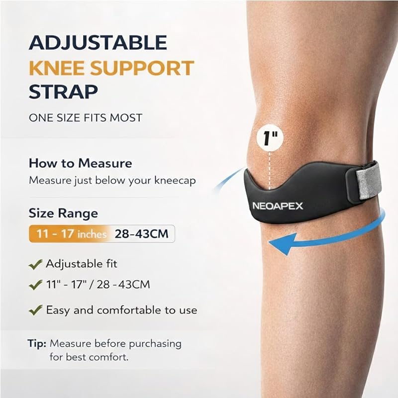 2-Pack Patellar Tendon Knee Strap - Adjustable Non-Slip Support for Runners, Jumpers & Sports (Black)