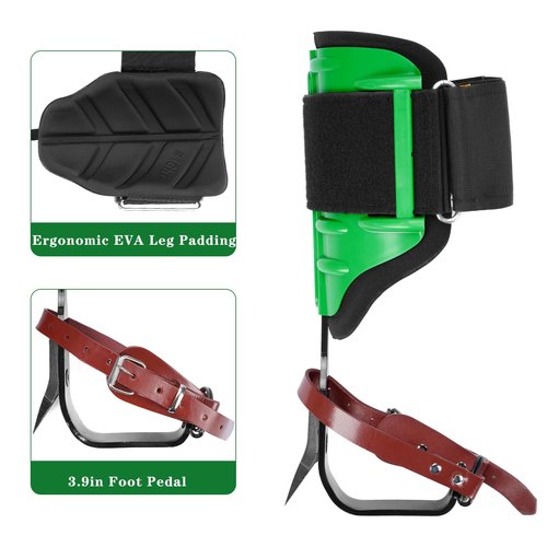 Tcatec Tree Climbing Spikes & Gaffs with Soft Padding | Height Adjustable Arborist Equipment for Fruit Picking, Logging, Hunting | Heavy Duty Carbon Steel Construction