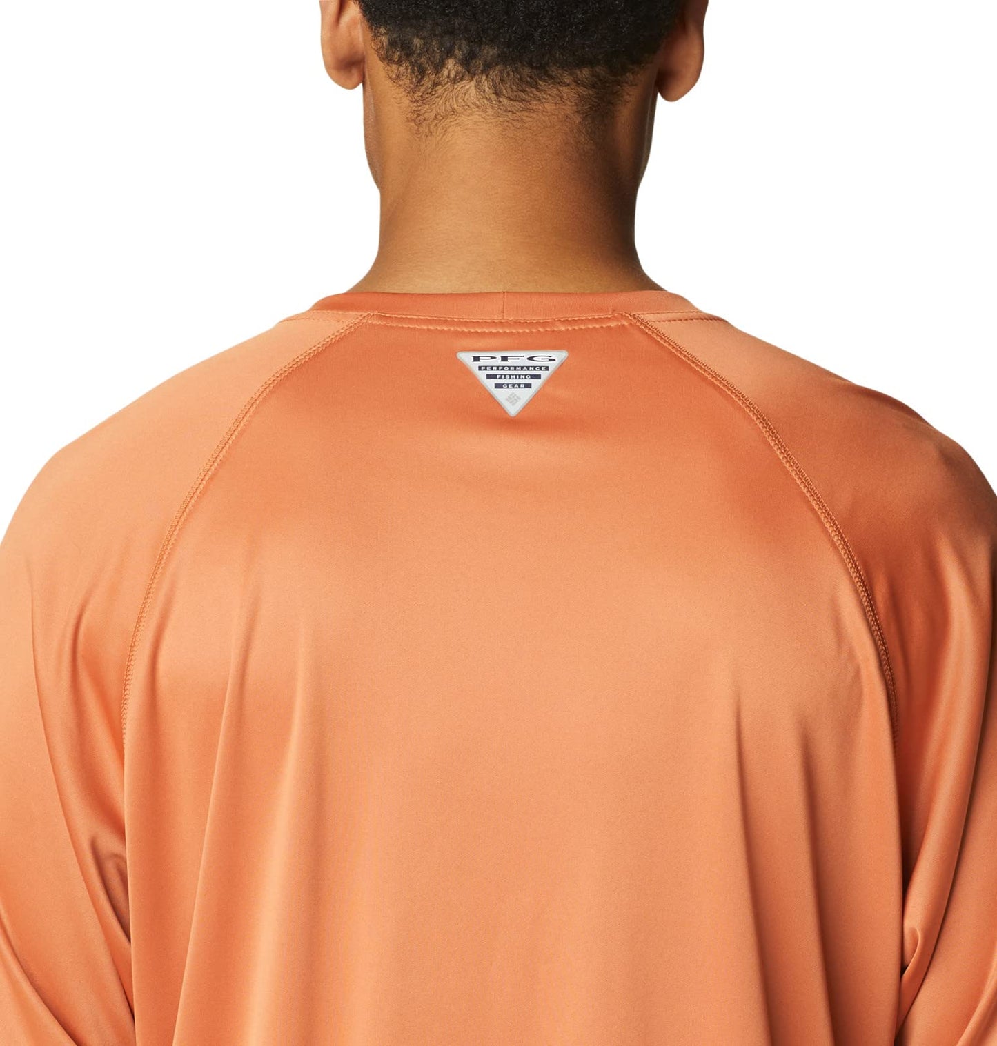 Columbia Men's Terminal Tackle Long Sleeve Fishing Shirt, Island Orange/Spring Blue Logo, Large