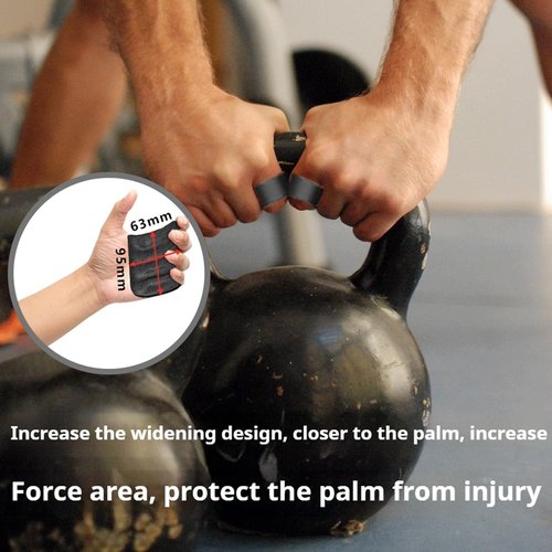 Weight Lifting Grips for Men Women, Rubber Gym Grips Pads for Palm Protection, Anti-Slip Hand Palm Protection Wrist Wraps, Fingerless Workout Gloves for Men, Exercise Support Accessories (Black)
