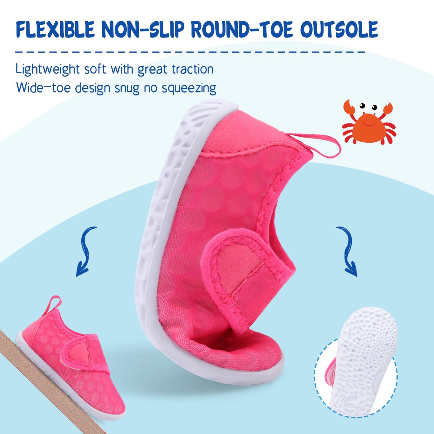 LeIsfIt Toddler Water Shoes Boys Girls Barefoot Aqua Socks Kids Breathable Quick-Dry Swim Shoes for Beach Pool Surf, Rose, 11 Toddler