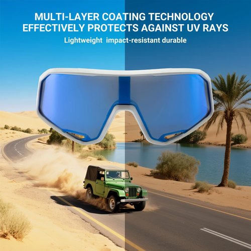 Sport Running Glasses for Women & Men UV400 Blue Lenses White Lightweight TR90 Frame, Multi-Sport Eyewear for Running Cycling Baseball Volleyball Mountain Biking Anti-Fog Vents