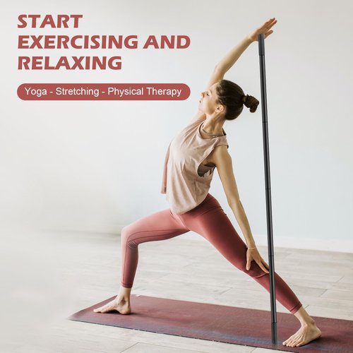 5ft Adjustable Yoga Stick - Durable Steel Stretching Stick for Mobility,Versatile Exercise Tool with 4 Steel Rods & Foam Grip Handles for All Fitness Levels,Rehabilitation,and Posture Improvement