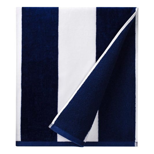 GABAO Large Beach Towel Oversized - 35"x70" Extra Big Cotton Pool Towel, XL Striped Swim Towel for Adults (Navy Blue)