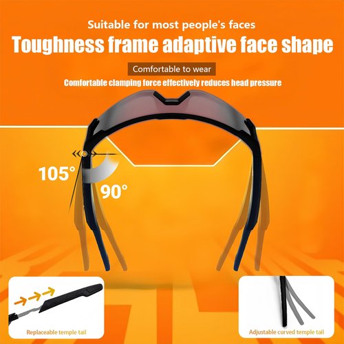 HJX Smart Cycling Glasses with Bluetooth 5.4, 6H Battery, Magnetic Charging - UV400 Sports Sunglasses for Men/Women, Hands-Free Call/Music & Voice Assistant gray