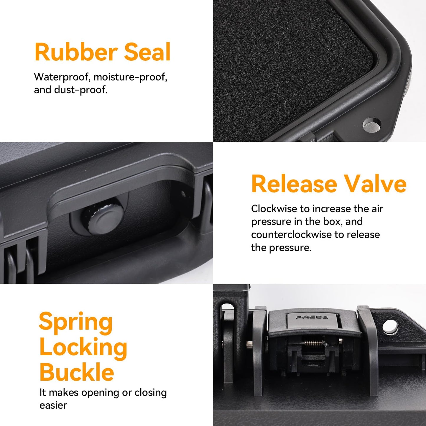 INCHOICASES Gun Case with DIY Customizable Pre-cut Foam, Hard Shell Pistol Case, Travel Safe Case for Outdoor&Indoor Use, IP67 Waterproof