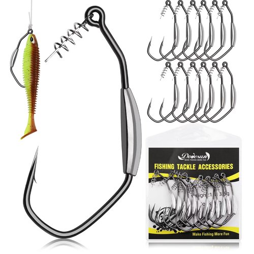 Dovesun 12PCS Weighted Swimbait Hooks Weighted Fishing Hooks for Saltwater Freshwater EWG Worm Weedless Hooks for Bass Fishing 4/0 & 1/8OZ