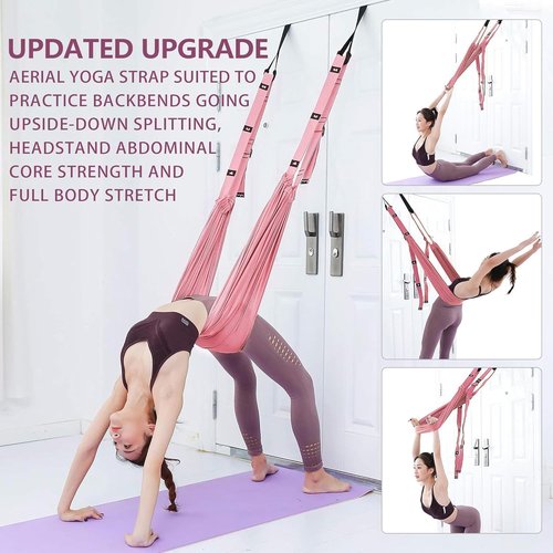 perlifefect Yoga Set 4 in 1 Yoga Equipment Set. Anti-Burst and Slip Resistant Yoga Ball. Leg Stretcher Strap for Pilates. Free Weight Hula Hoop for Workout. Figure 8 Fitness Resistance Band (Pink)
