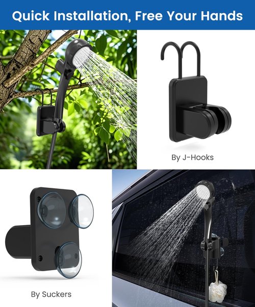 Acare Portable Shower for Camping, 6000mAh Rechargeable Camping Shower Pump with 5Gal/20L Foldable Bucket, IPX7 Waterproof Rinse Kit Portable Outdoor Shower for Hiking, Travel, Car, Pet