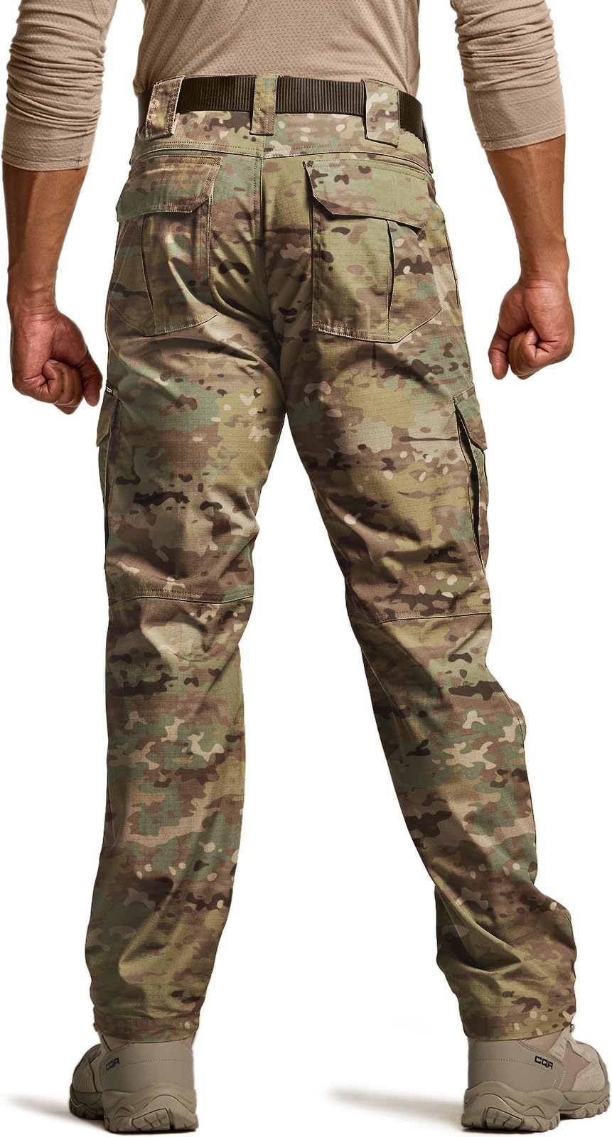 CQR Men's Tactical Pants, Water Resistant Ripstop Cargo Pants, Lightweight EDC Work Hiking Pants, Outdoor Apparel, Duratex Mag Pocket Utility Camo, 46W x 30L