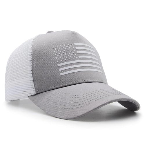 HAFOUXIGM 2 Packs American Flag Trucker Hat, Adjustable Mesh Snapback USA Flag Baseball Caps for Men Women