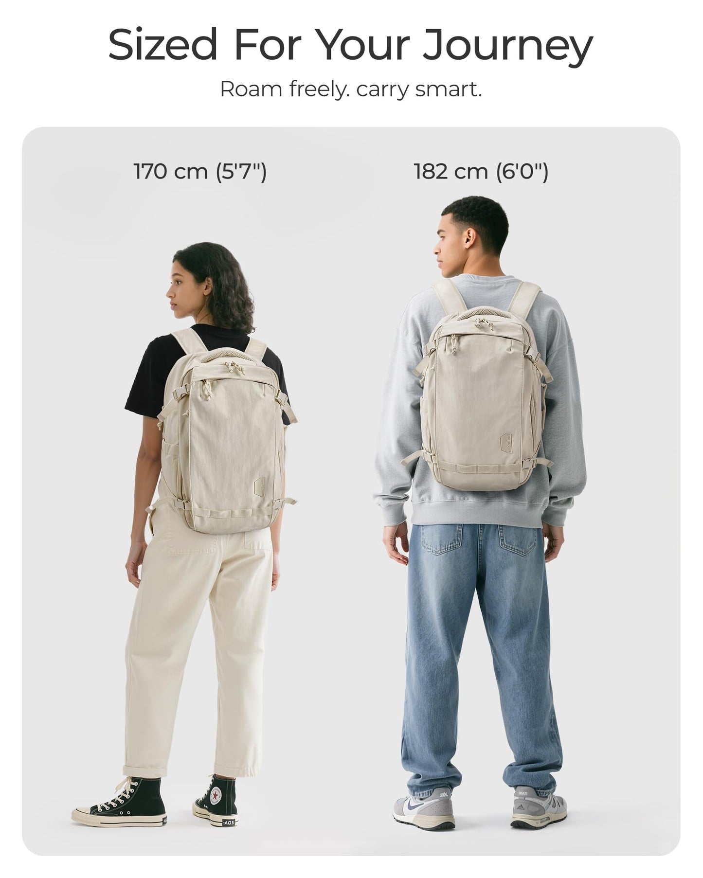 BAGSMART Travel Backpack Women, 15.6 Inch Carry On Backpack Flight Approved, TSA Approved Personal Item Travel Bag, Water Resistant Weekender Bag Luggage Daypack, Beige