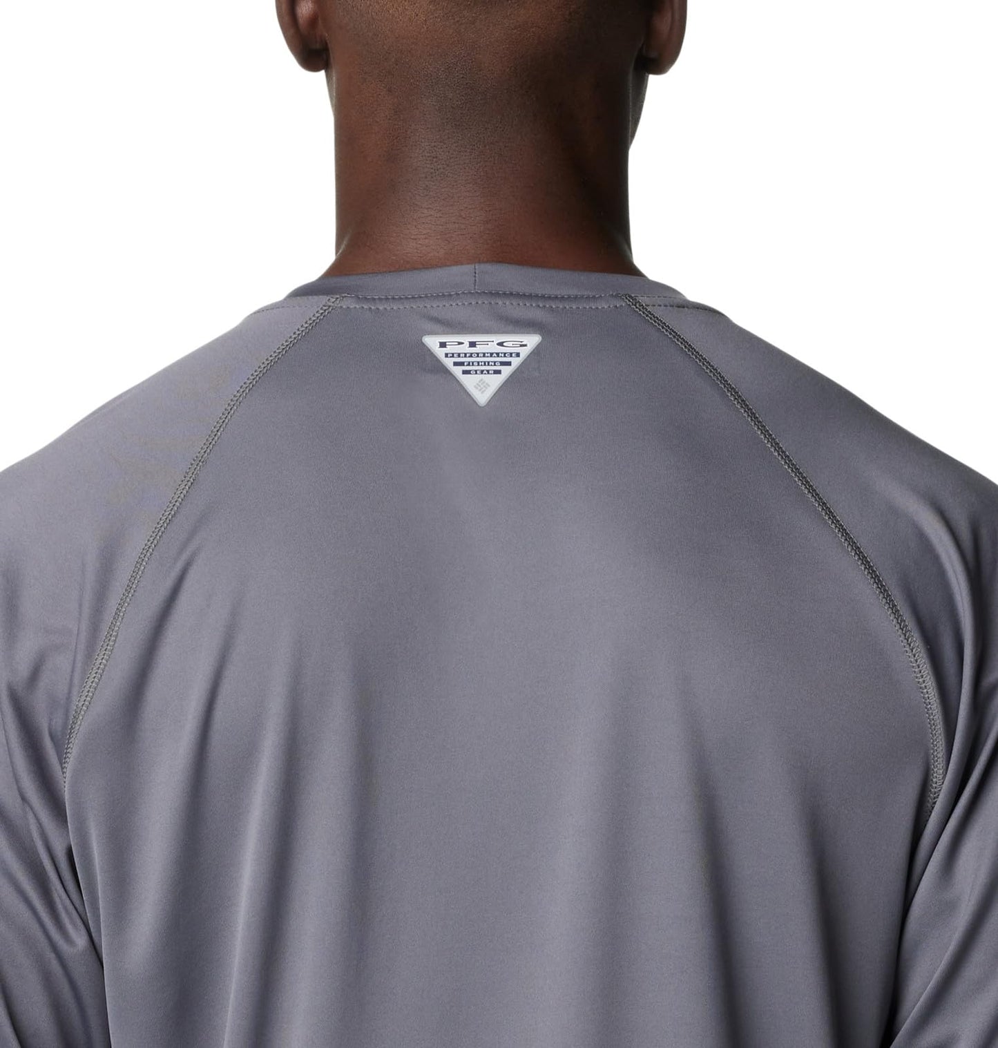 Columbia Men's Terminal Tackle Long Sleeve Fishing Shirt, City Grey/Tiki Pink Logo, Large