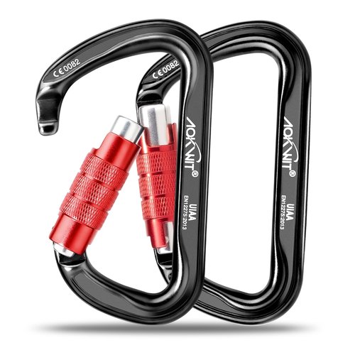 30KN Auto Locking Carabiner Clip Twist Lock UIAA Certified Large Climbing Carabiner Heavy Duty Carabiner for Rock Tree Climbing Rappelling Mountaineering Caving Rescue Arborist Aerial Yoga (2PCS)