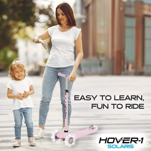 Hover-1 Solaris Kick Scooter with Multicolor Wheel Lights, 4.5??Front Wheels, Rear Foot Brake, and 110 Pound Weight Capacity