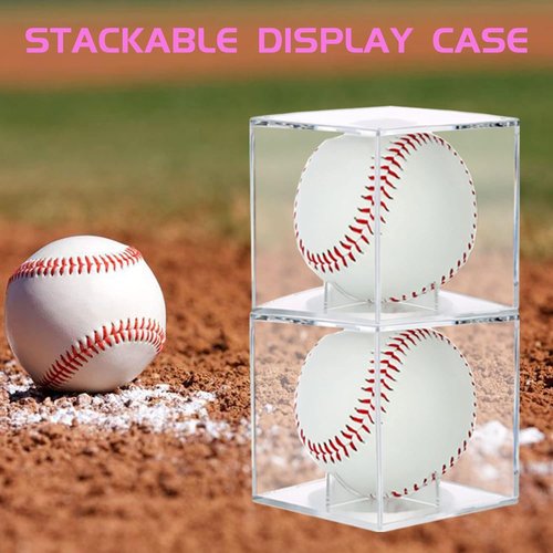 4 Pack Baseball Display Case,Baseball Box ,UV Protected Acrylic Square Baseball Holder, - for Official Size Ball