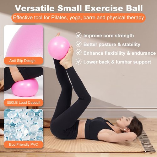 Tsikavo Pilates Ring Circle and Pilates Ball Set, 12 Inch&14Inch Magic Circle Pilates Ring,9 Inch Small Exercise Ball,Resistance Bands Set, Home Pilates Equipment for Women