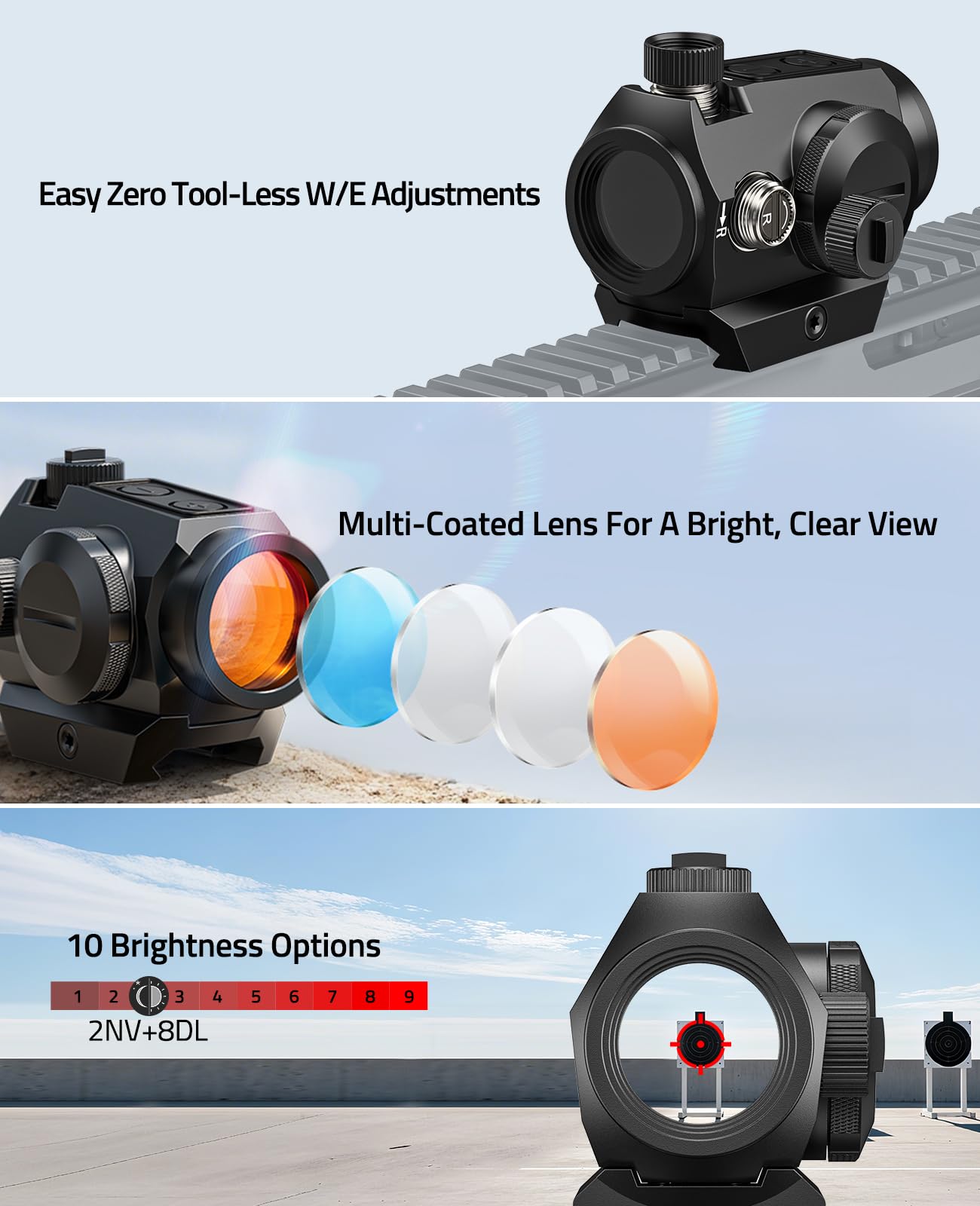 CVLIFE Multiple Reticle 3 MOA Dot & 65 MOA Circle Red Dot, Motion Awake Red Dot Sight, 1x20mm Red Dot Scope Optics with Absolute Co-Witness Riser and Low Mount for 21mm Picatinny Rail